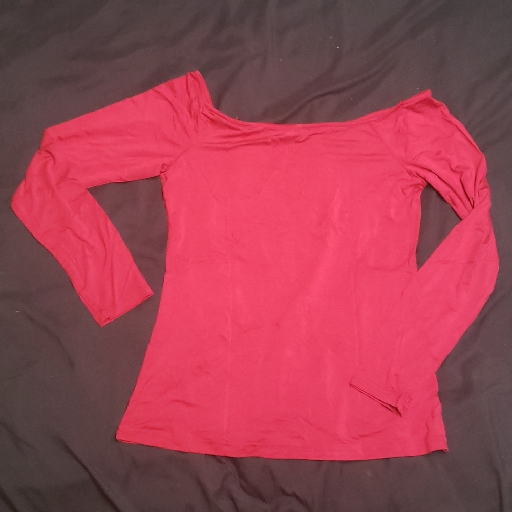 Ruby Red Shoulder Long Sleeved Shirt